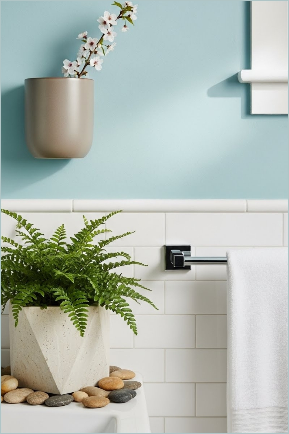 Minimal Spring Bathroom Decor With Wall Mounted