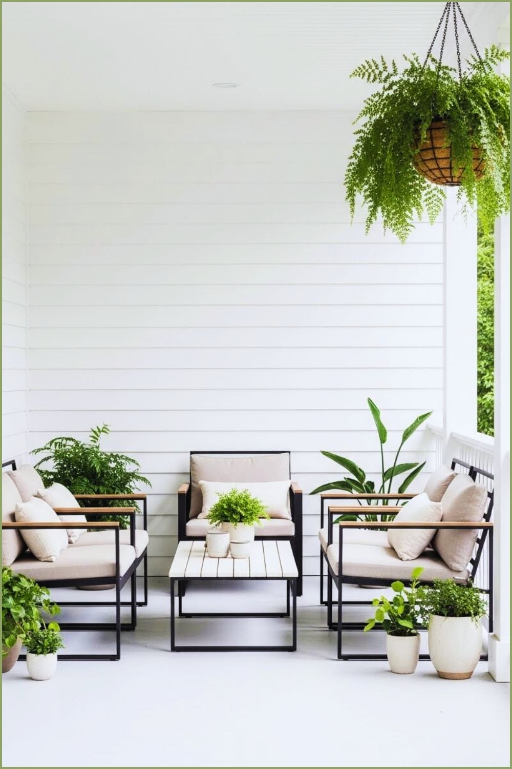 Minimal White Porch With Clean Modern Furniture