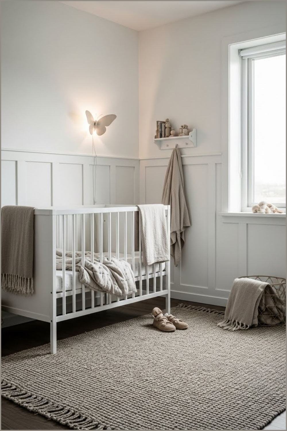 Minimalist Butterfly Nursery With Warm Neutral Tones