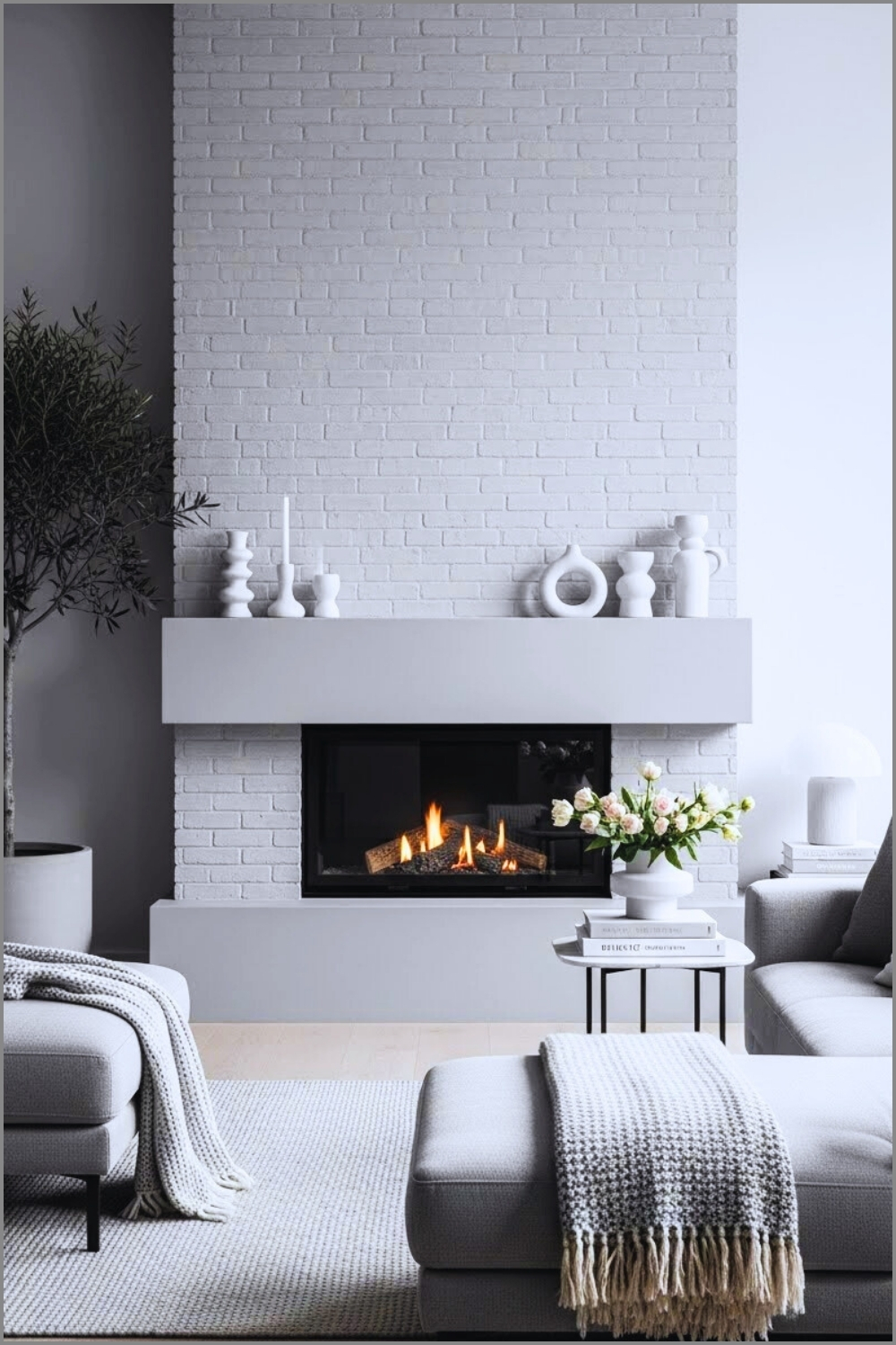 Minimalist Contemporary Living Room With A Light Gray