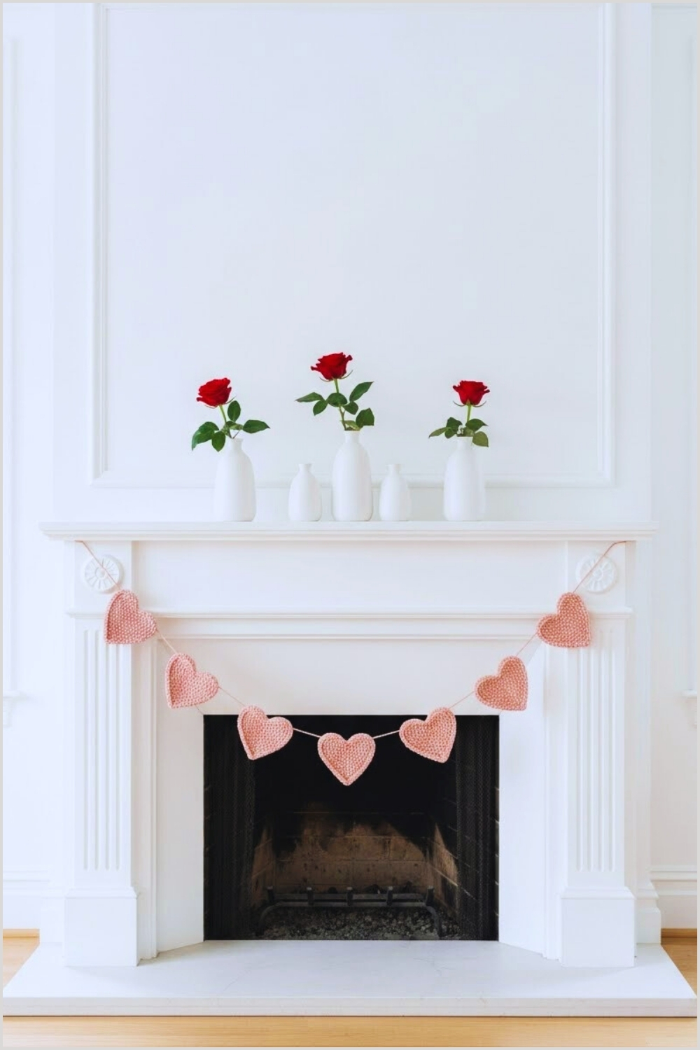 Minimalist Valentine S Mantel Decor Classic White Fireplace