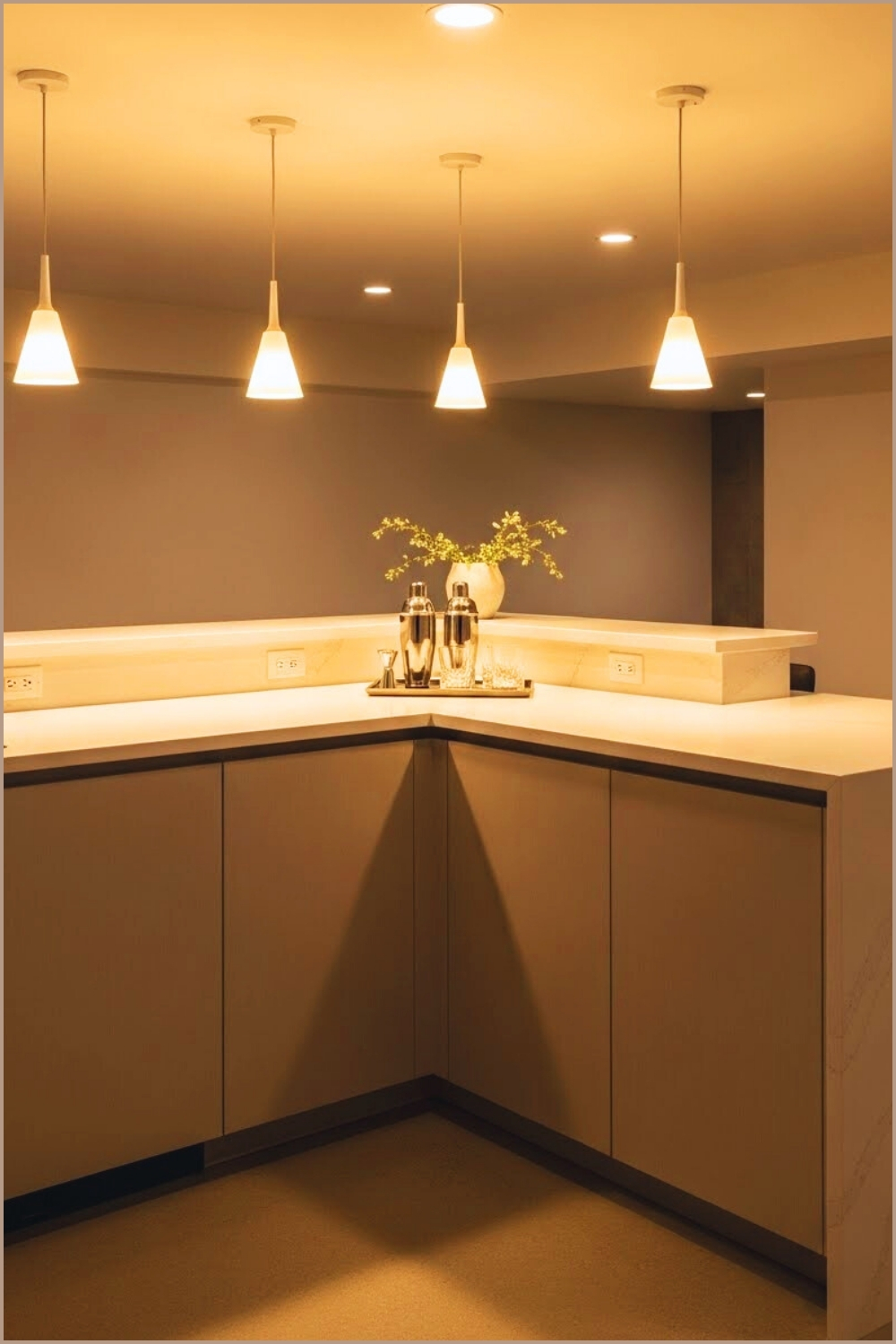 Modern Basement Bar Renovation With Sleek Quartz Countertop