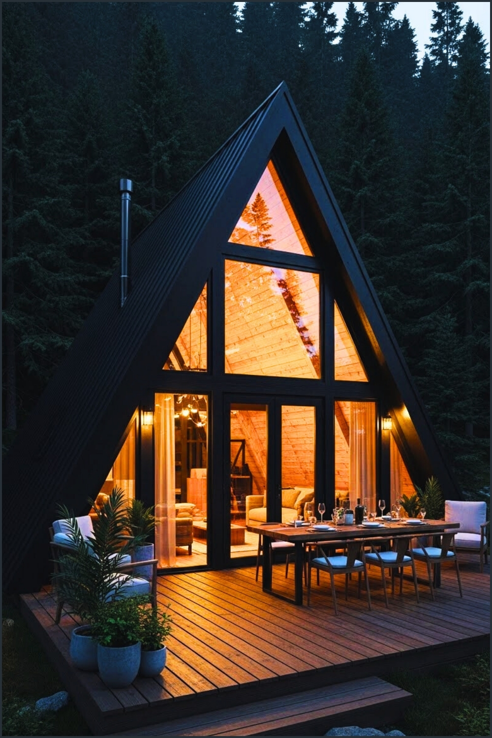 Modern Black A-frame Cabin With Glass Facade
