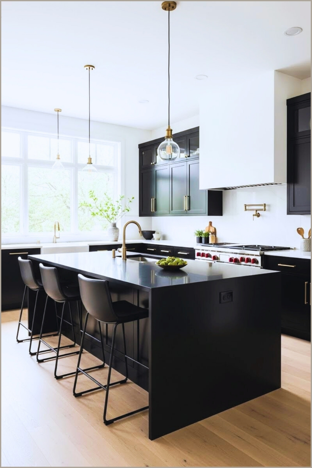 Modern Black And White Kitchen Interior Matte Black Shaker