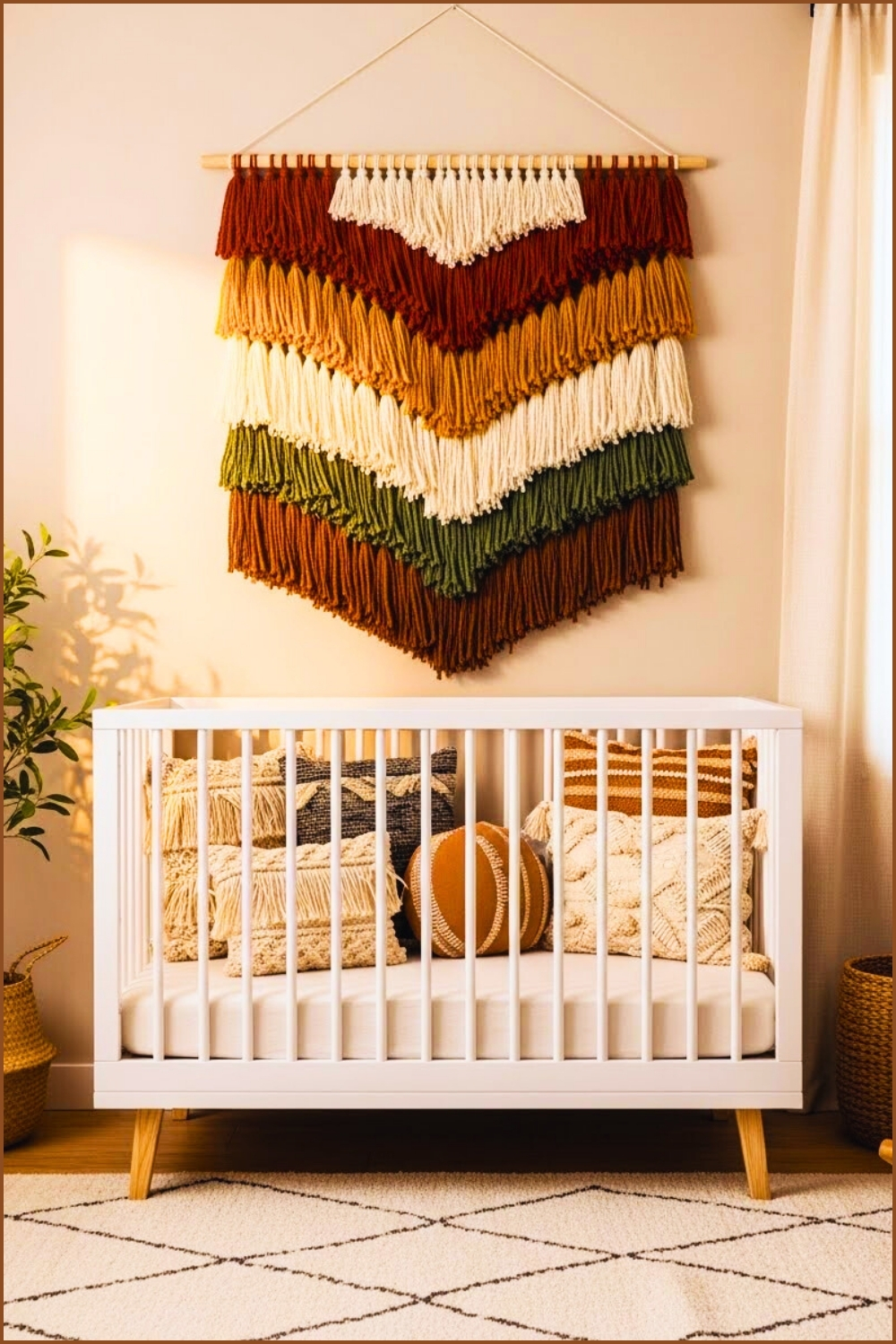 Modern Boho Nursery Decor Colorful Tassel Yarn Wall Hanging