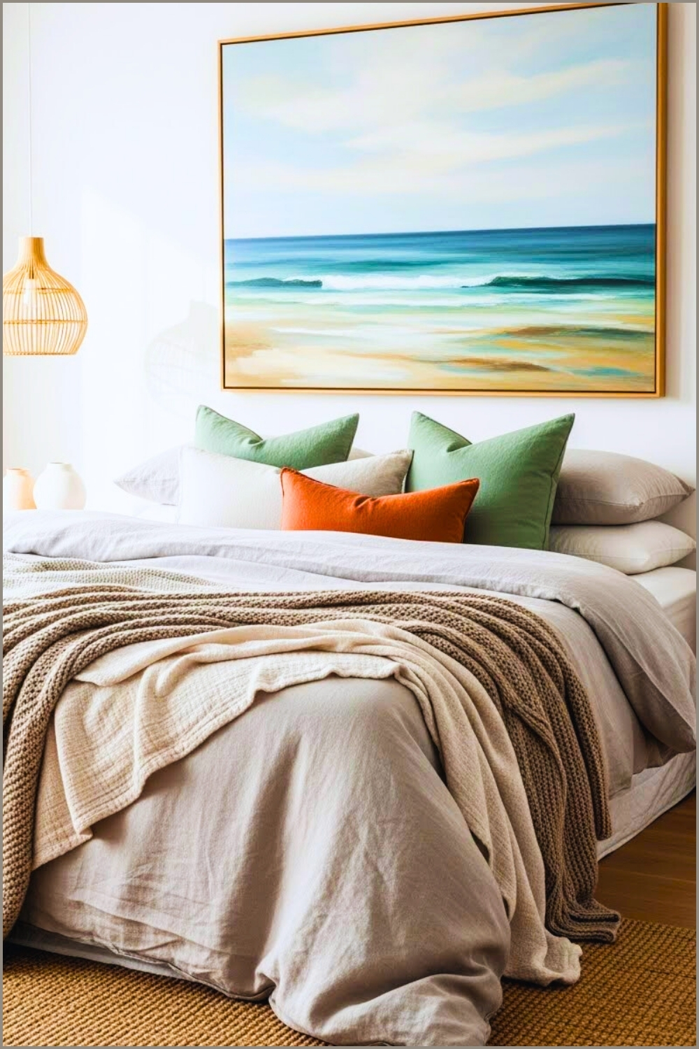 Modern Coastal Bedroom Interior Soft Neutral Bedding