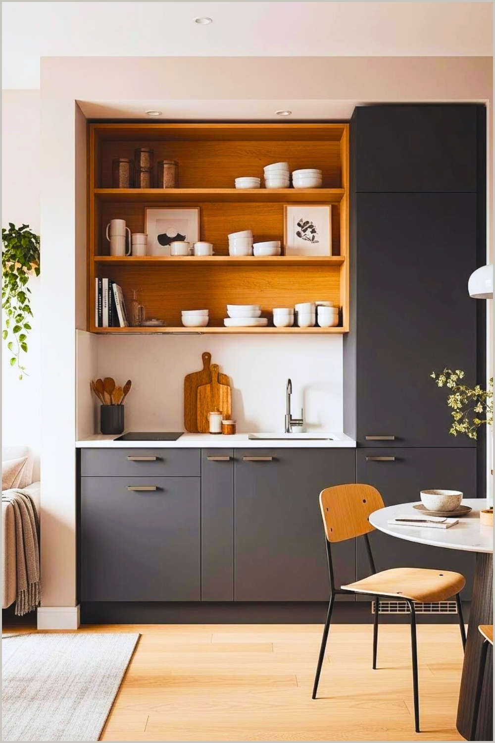 Modern Compact Kitchen Living Space With Vertical