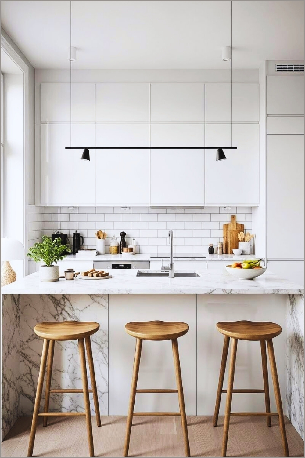 Modern Compact Kitchen With Glossy White Cabinets