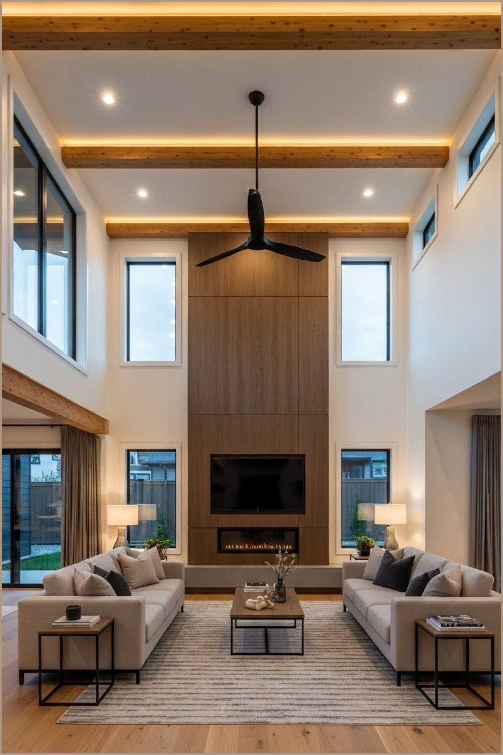 Modern Double Height Living Room With Open Mezzanine