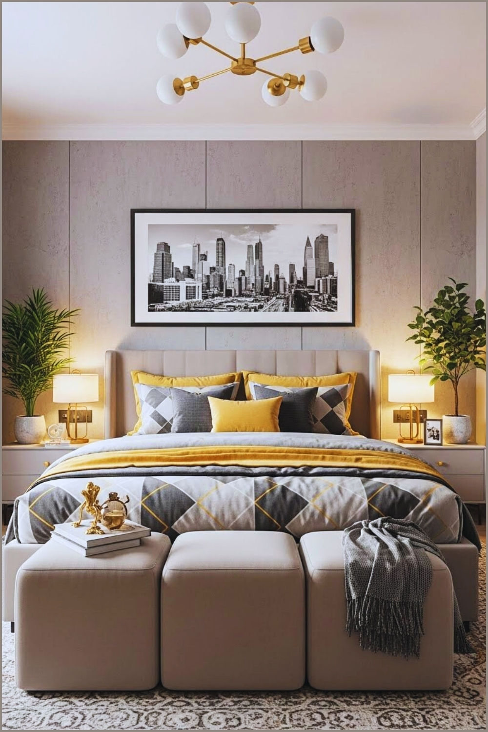 Modern Eclectic Bedroom Interior Neutral Gray