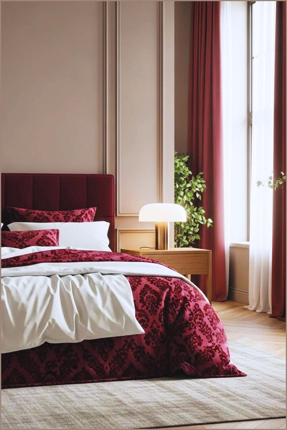 Modern Elegant Bedroom Interior With A Muted Taupe Wall