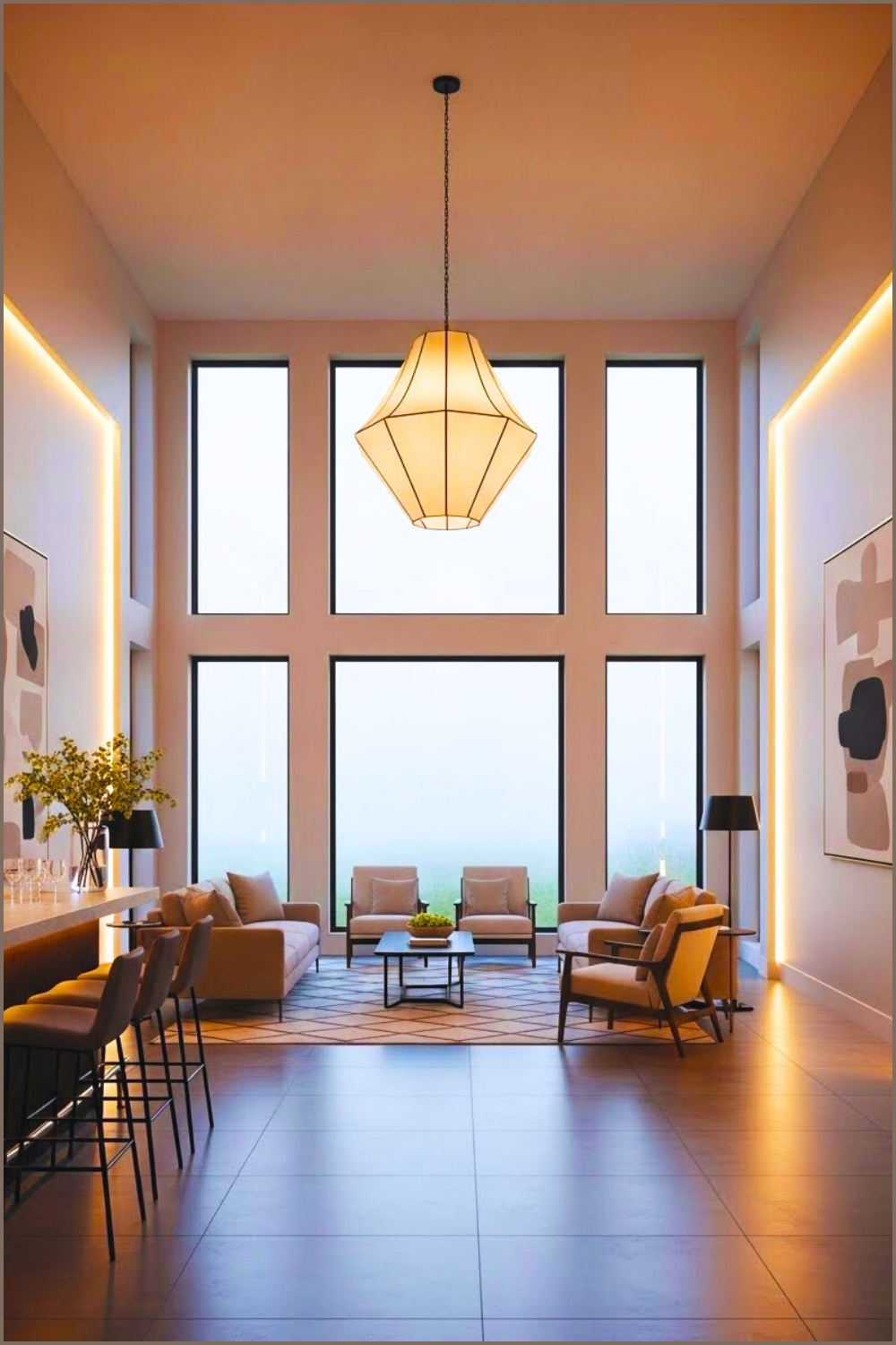 Modern Entertainment Room With Pool Table Wooden Ceiling