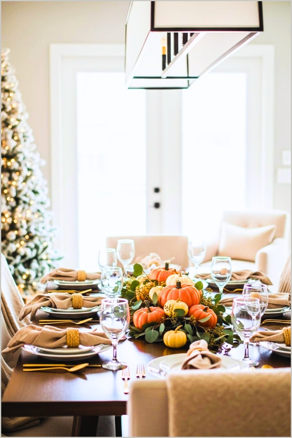 Modern Friendsgiving Dining Room, Neutral Interior