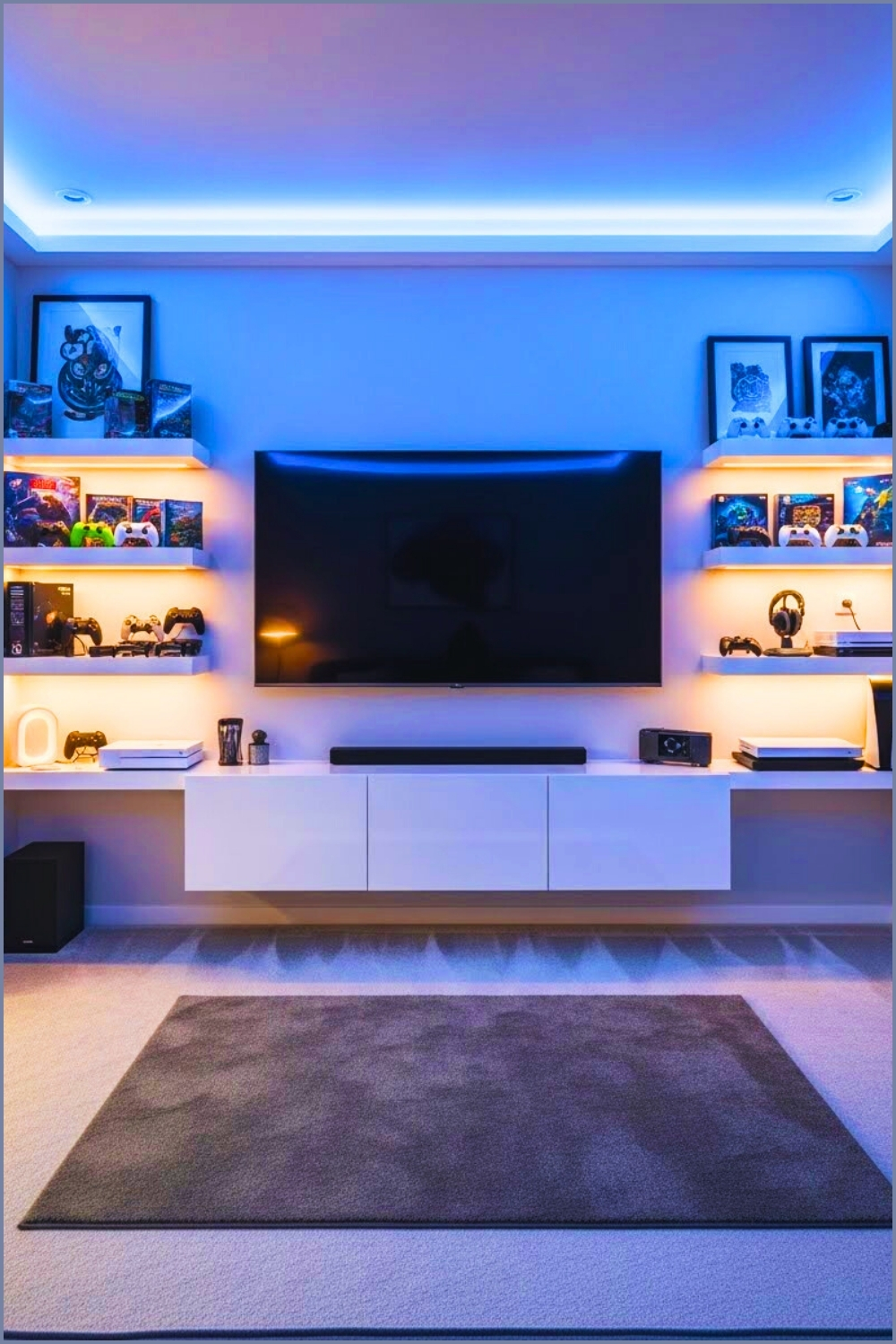 Modern Gaming And Entertainment Room With Mounted