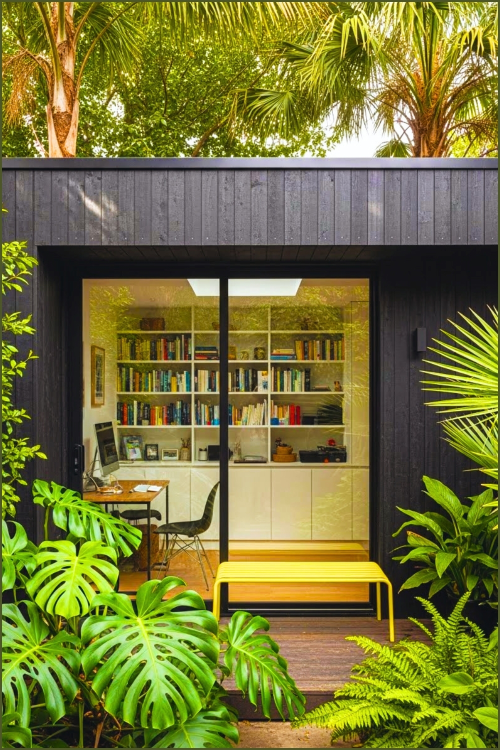 Modern Garden Studio Exterior, Matte Black Wood Cladding