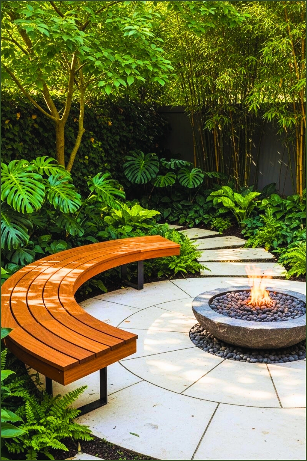 Modern Garden With Circular Stone Patio