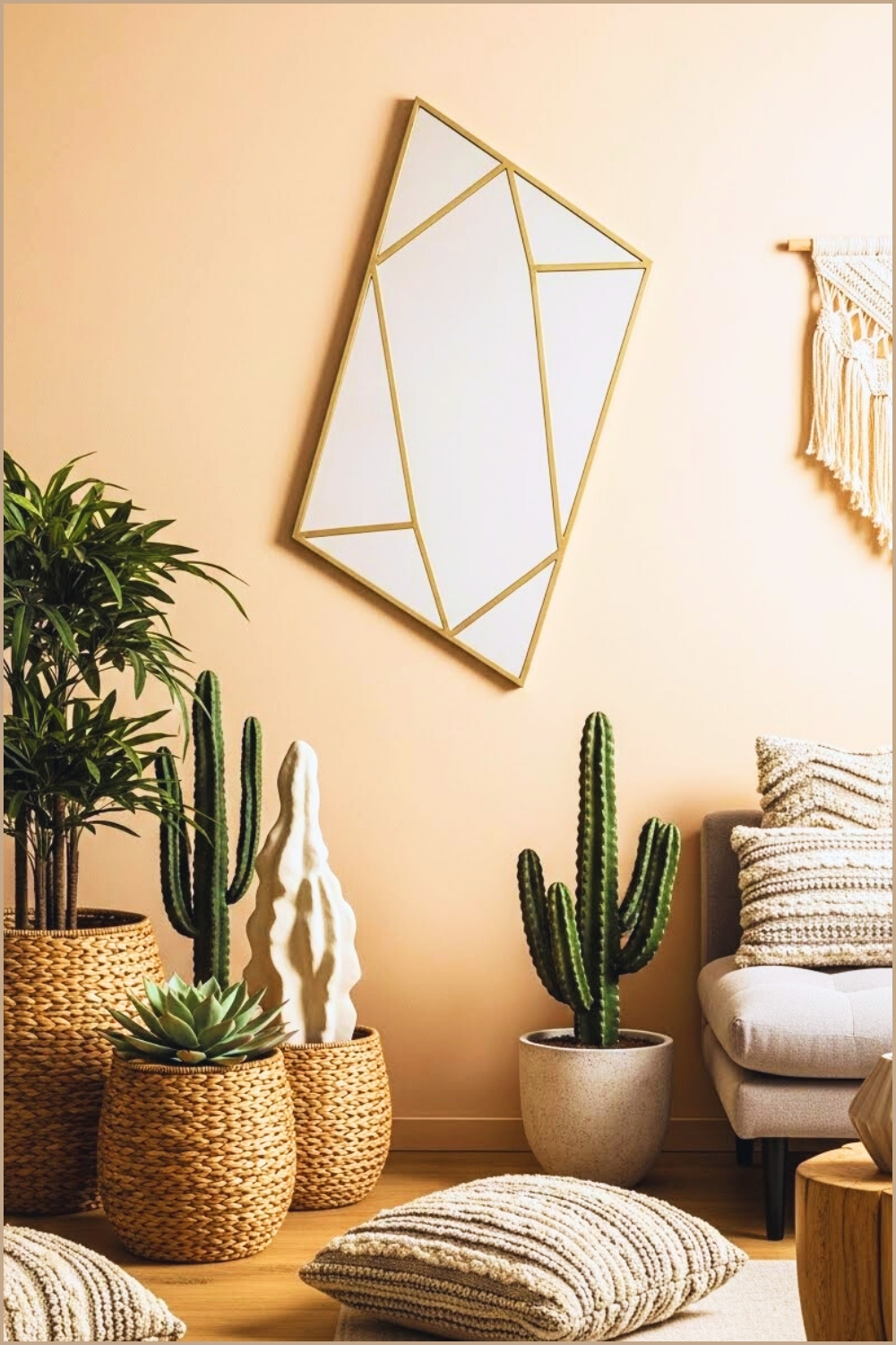 Modern Geometric Wall Mirror With Sharp Angular Panels