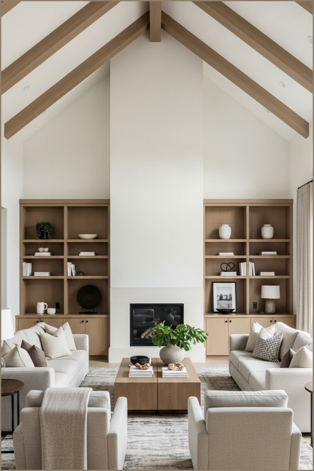 Modern High Ceiling Living Room With Dramatic Vaulted Ceiling