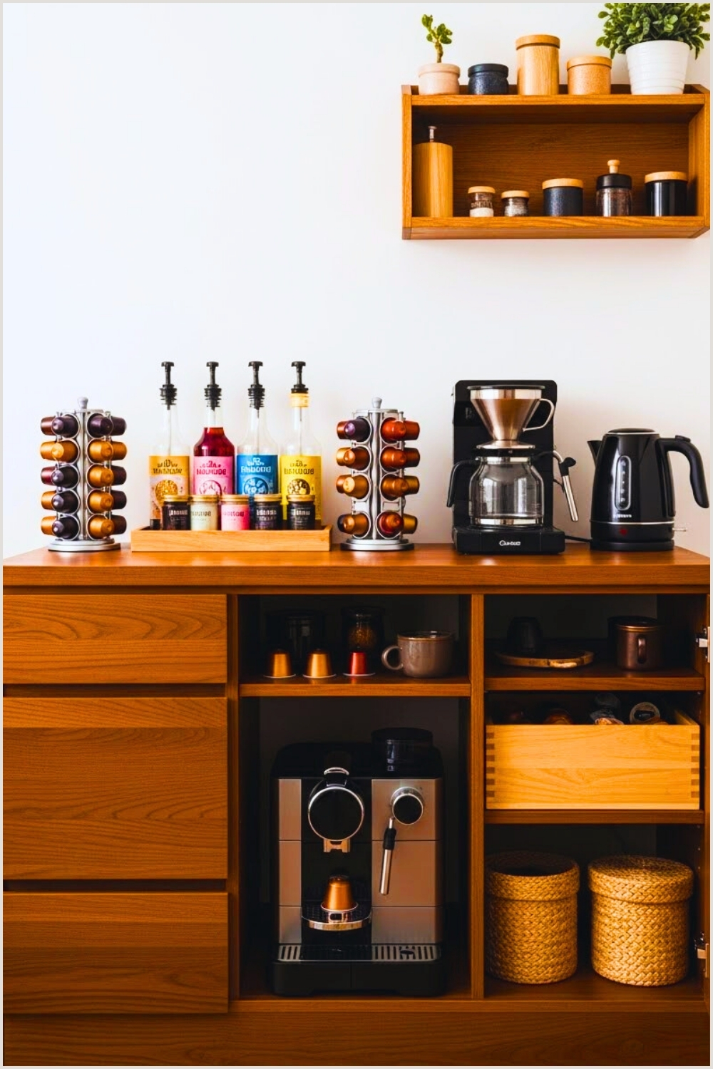 Modern Home Coffee Bar Cabinet Against A Clean White Wall