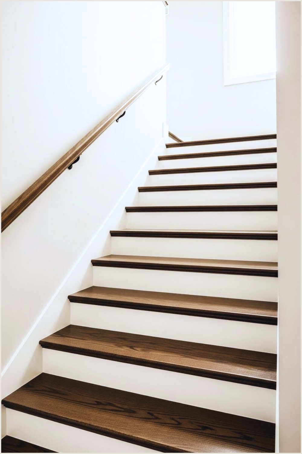 Modern Interior Staircase With Dark Polished Wooden Treads