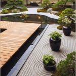 Modern Japanese Zen Garden Courtyard Wooden