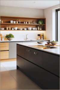 Modern Kitchen Interior With Large Island Featuring Hidden