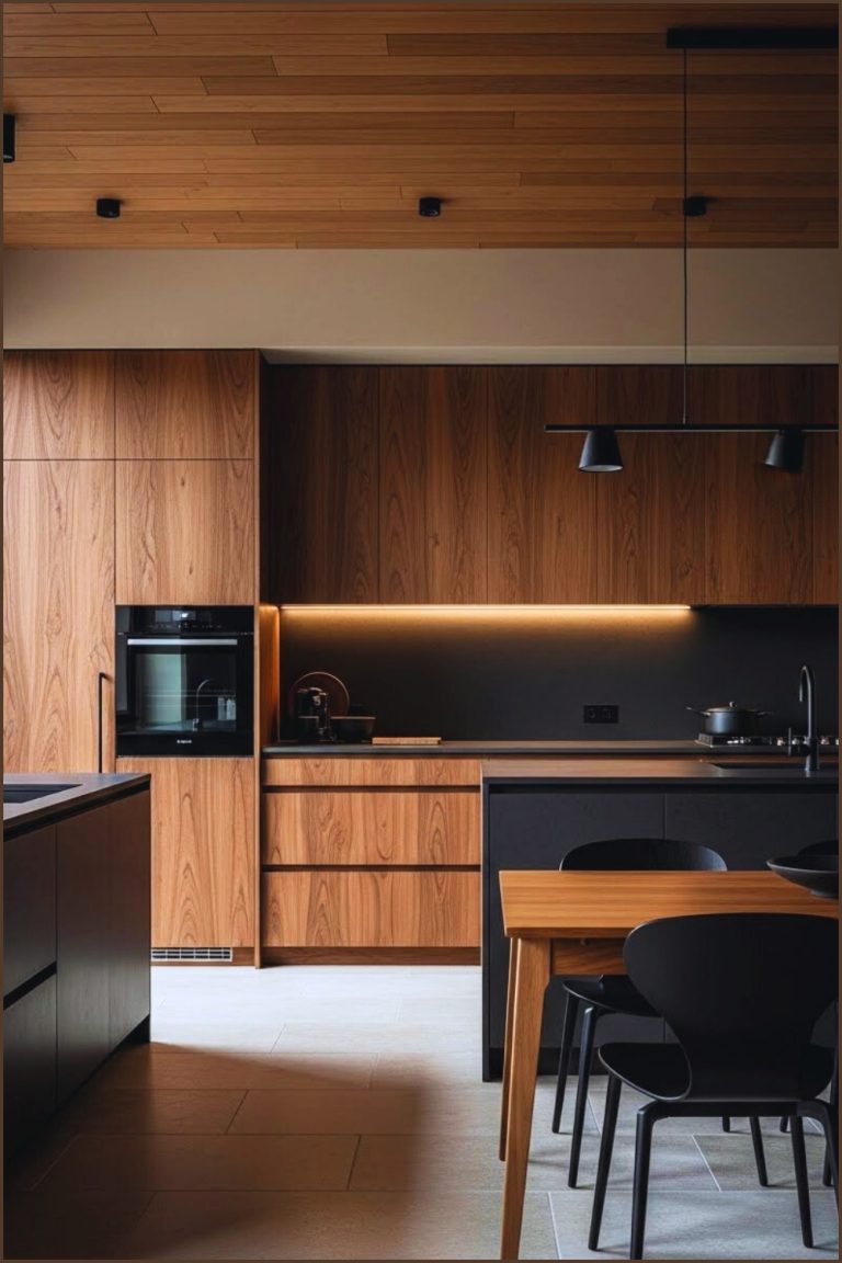 Modern Kitchen Interior With Mixed Natural Materials