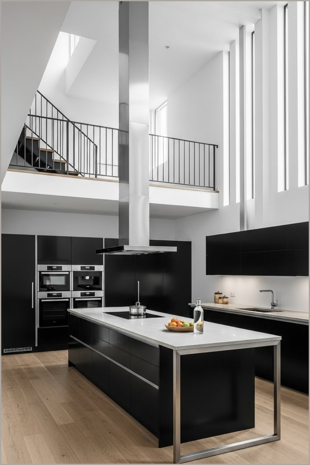 Modern Loft Style Kitchen With Double Height Ceilings