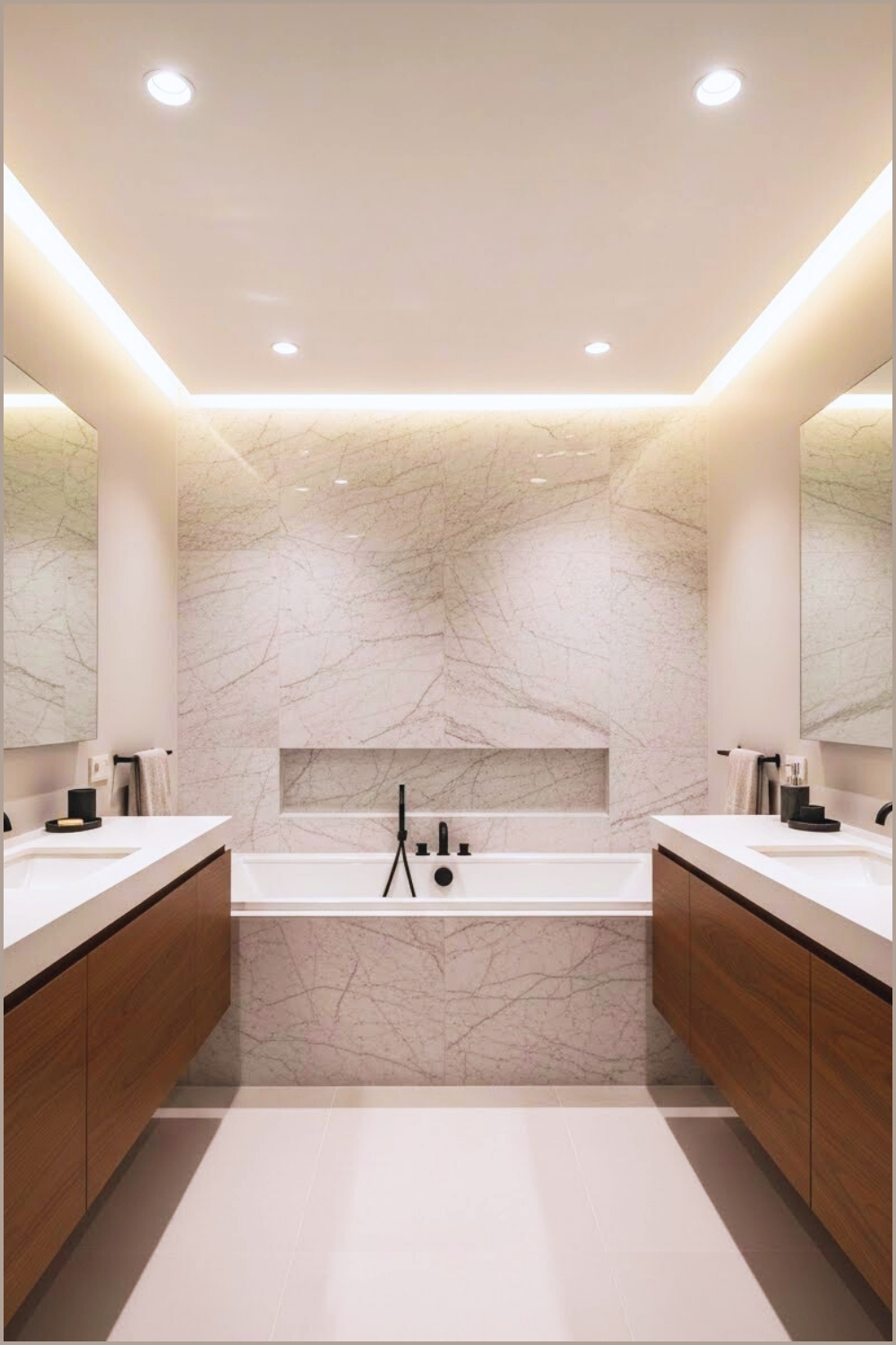 Modern Luxury Bathroom Interior With A Symmetrical Layout
