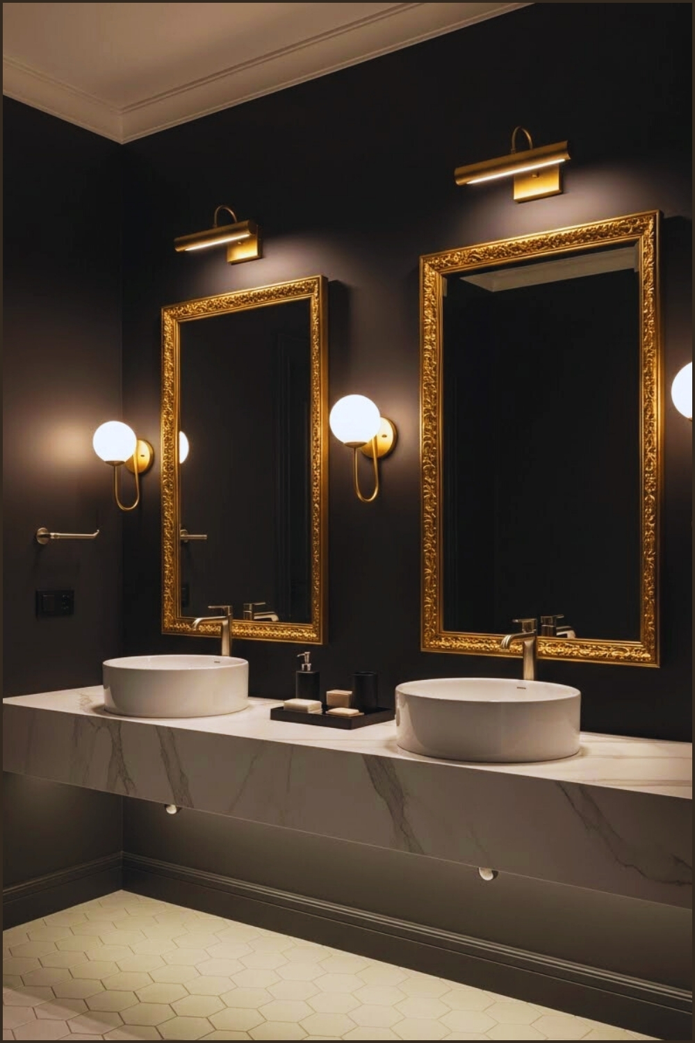 Modern Luxury Bathroom With Matte Black Walls