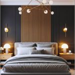 Modern Luxury Bedroom With Deep Charcoal Paneled Accent Wall