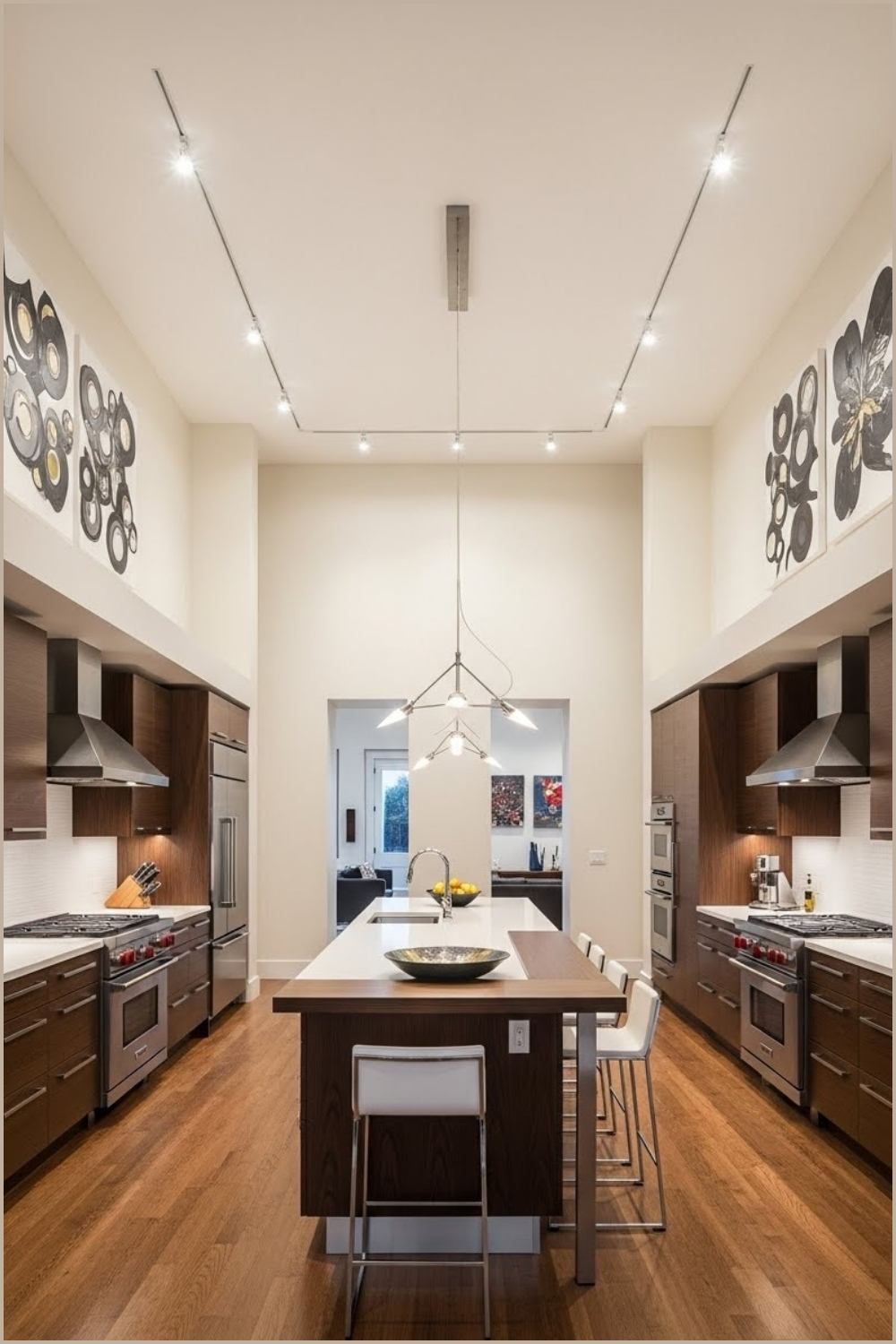 Modern Luxury Kitchen With High Ceilings And Open