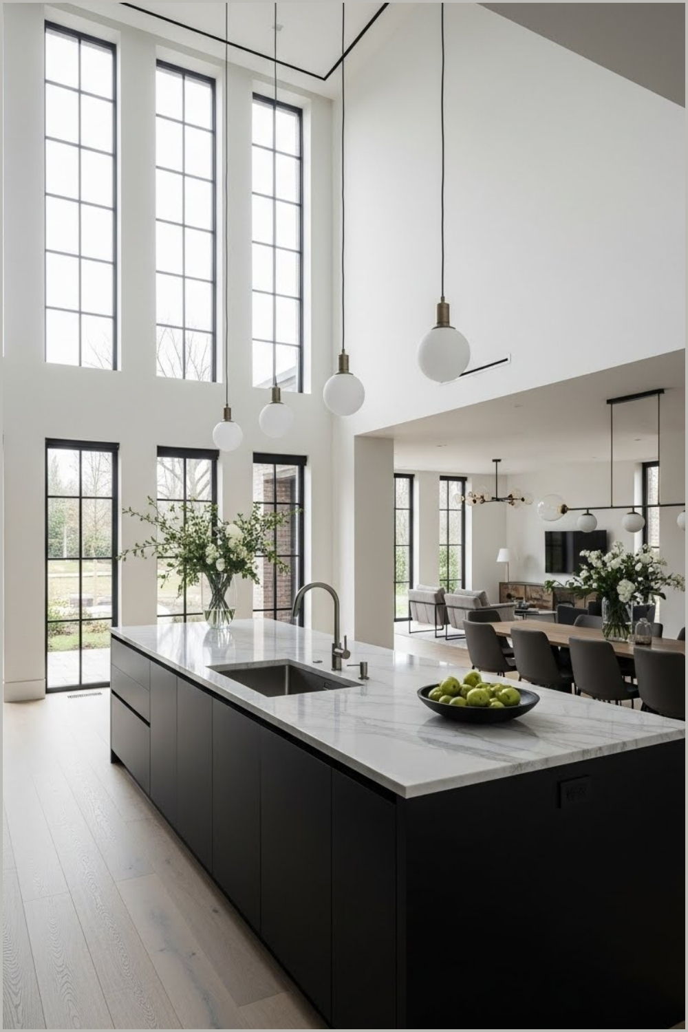 Modern Luxury Kitchen With Soaring Double-height Ceilings