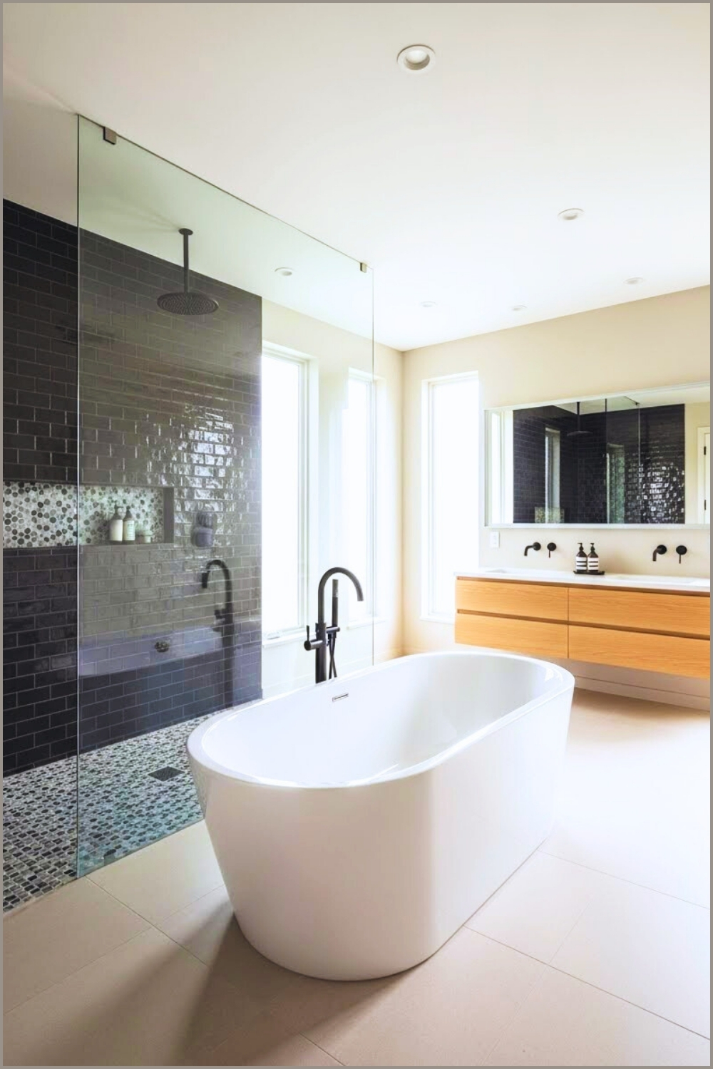 Modern Minimalist Bathroom Interior With Freestanding