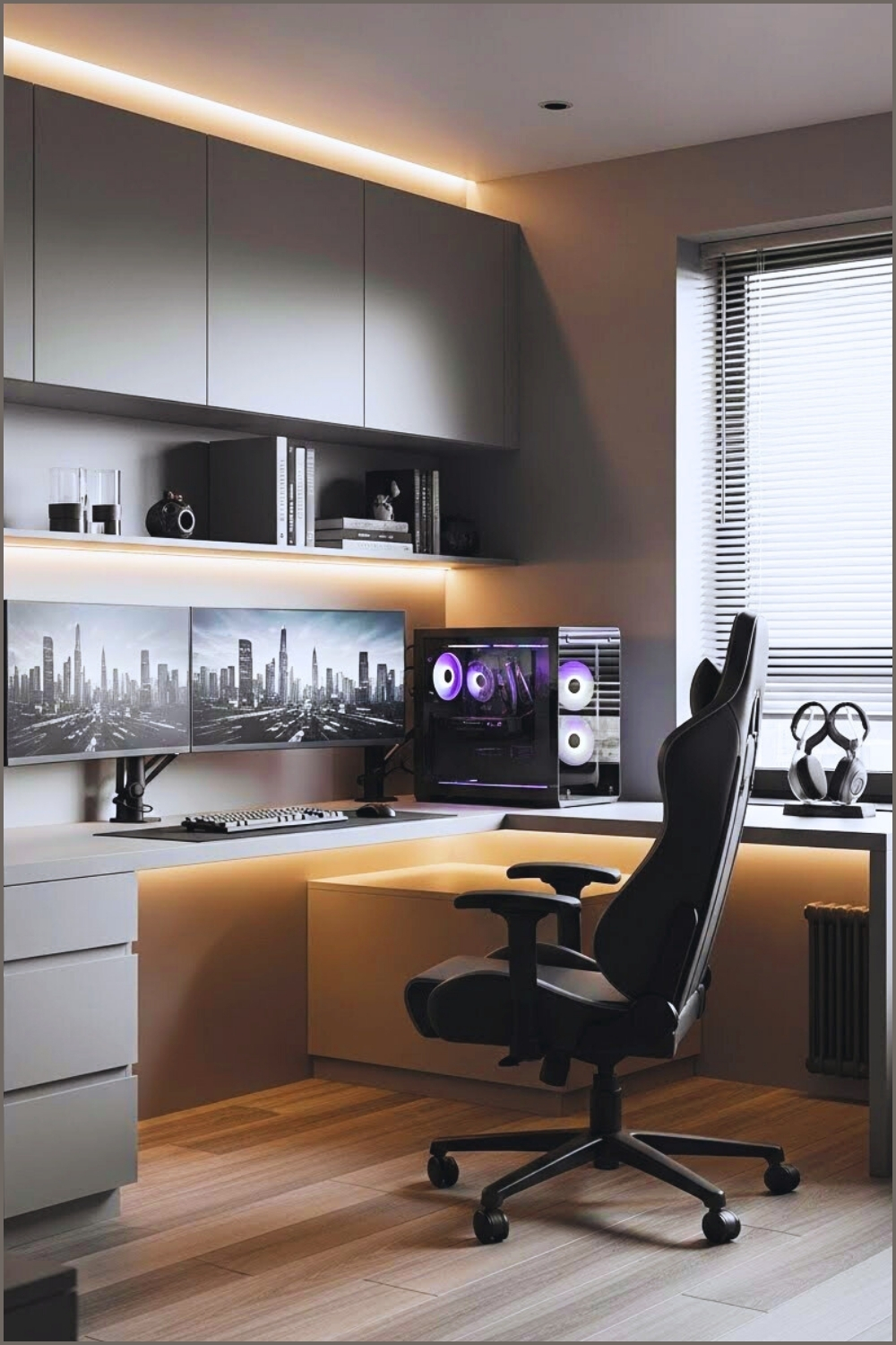 Modern Minimalist Gaming Loft Sleek Gray And Charcoal Color Palette