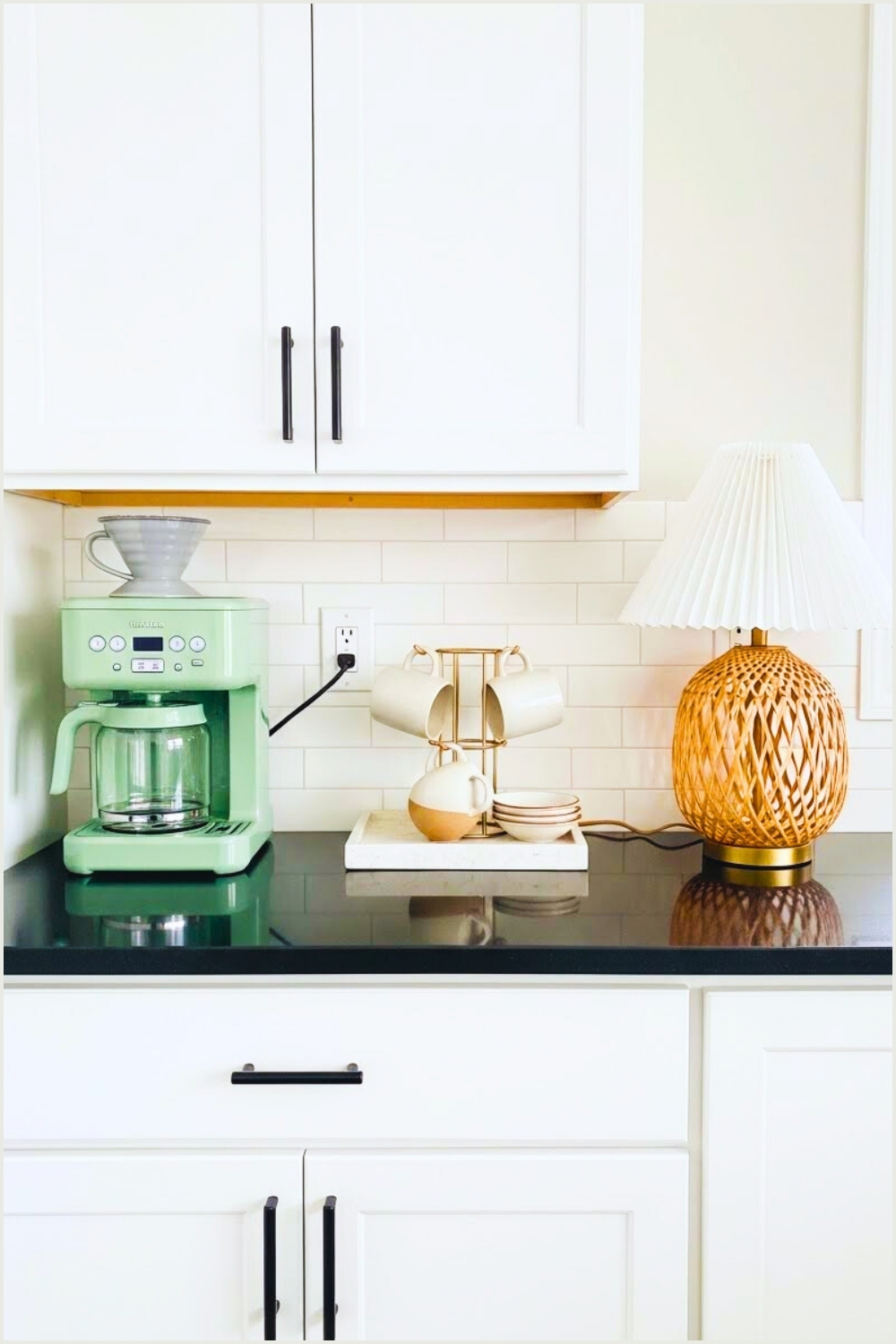 Modern Minimalist Kitchen Coffee Station With White Shaker Cabinets