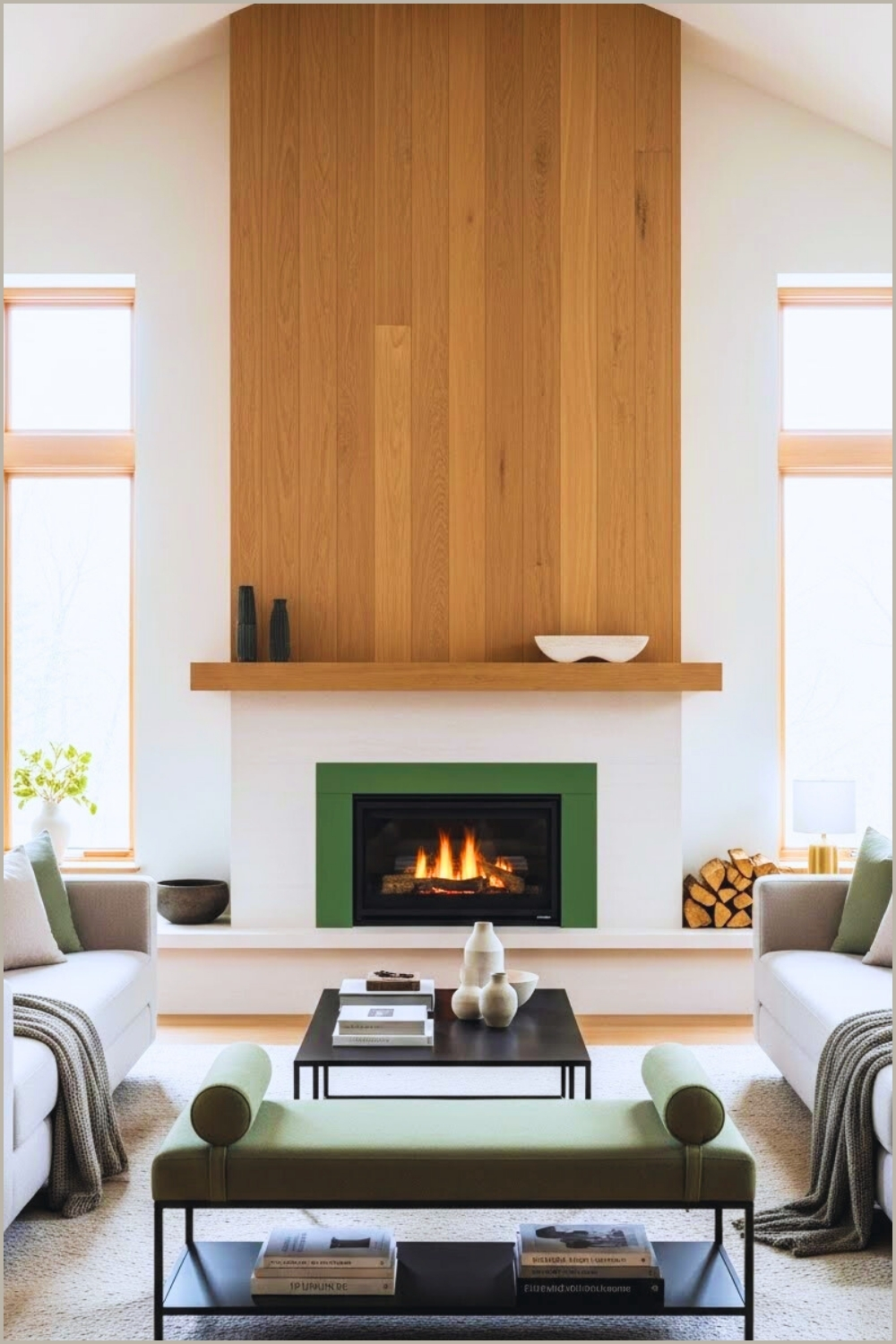 Modern Minimalist Living Room With A Sleek Fireplace
