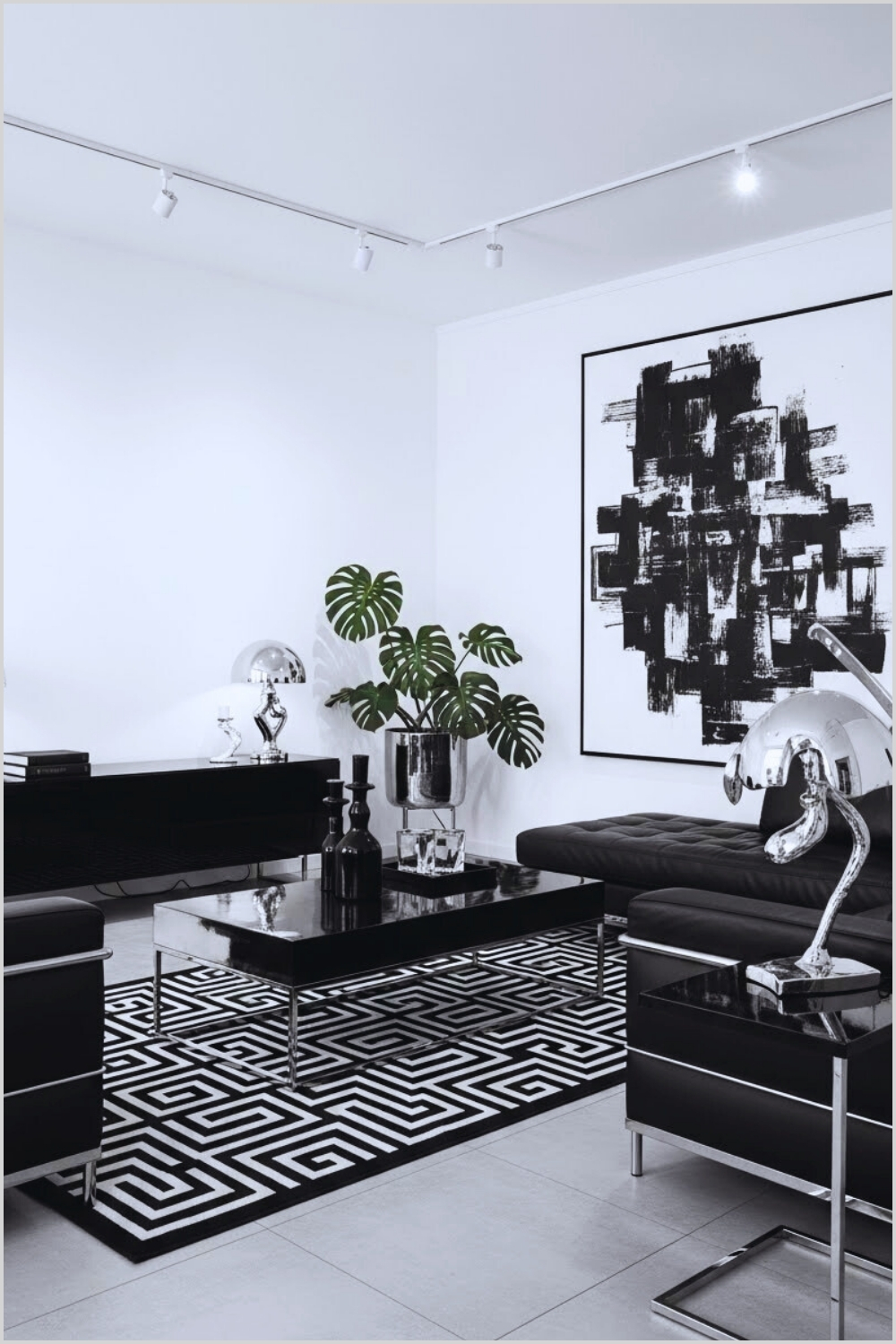 Modern Monochrome Living Room Interior