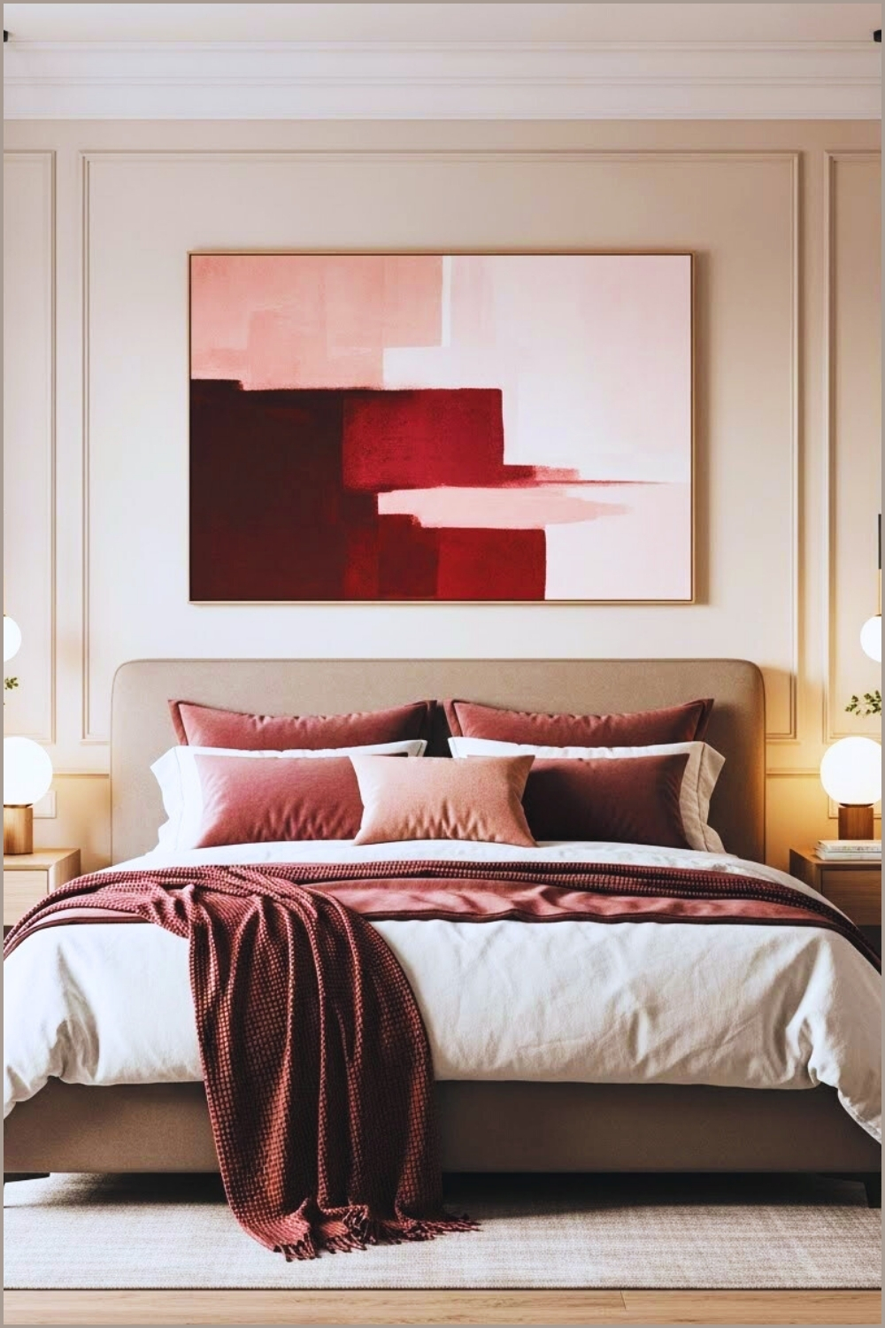Modern Serene Bedroom Interior With Neutral Beige Walls