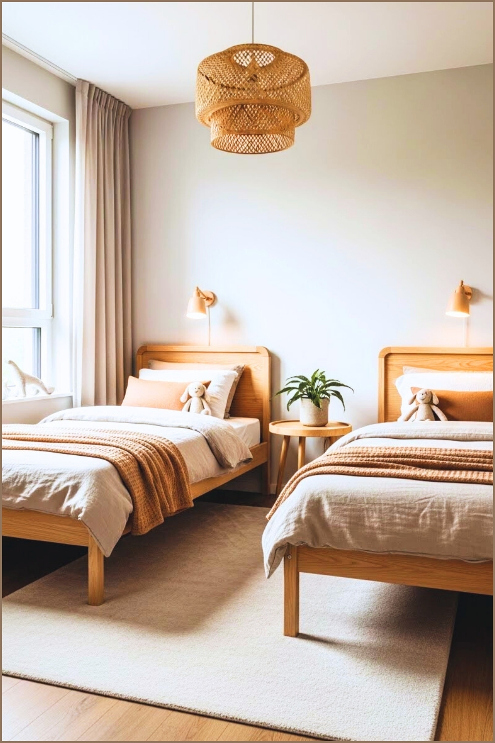 Modern Shared Kids Bedroom In Neutral Tones