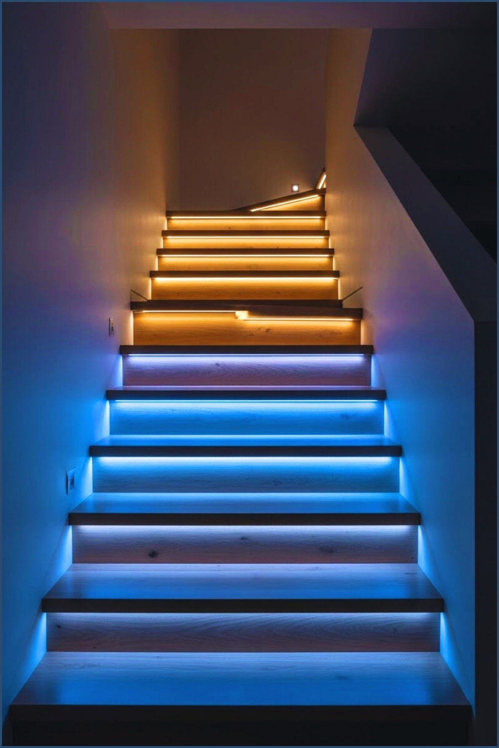 Modern Staircase With Led Under Step Lighting Alternating