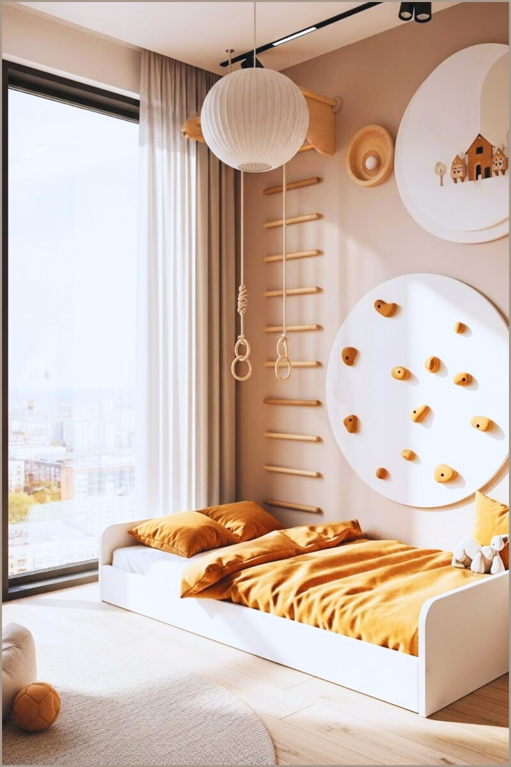 Modern Toddler Boy Bedroom With Interactive Wall Design