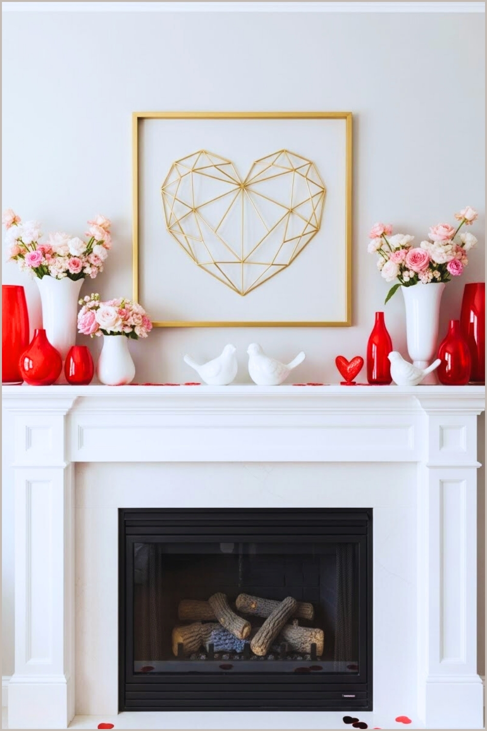 Modern Valentine s Day Fireplace Mantel Decor