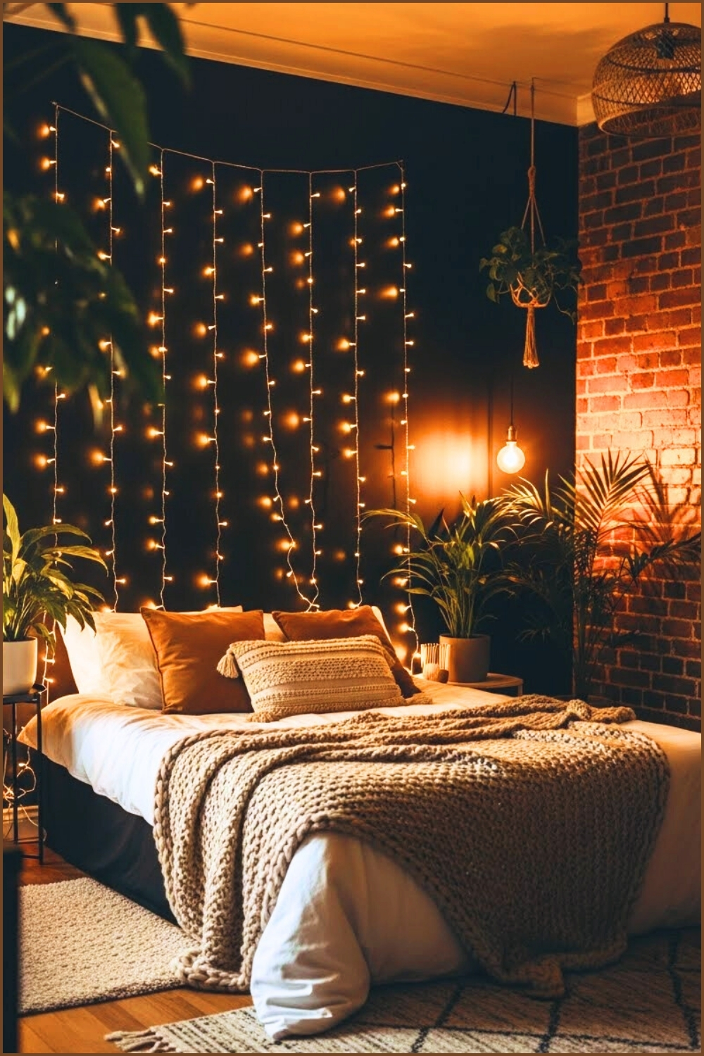 Moody Cozy Bedroom With Black Accent Wall
