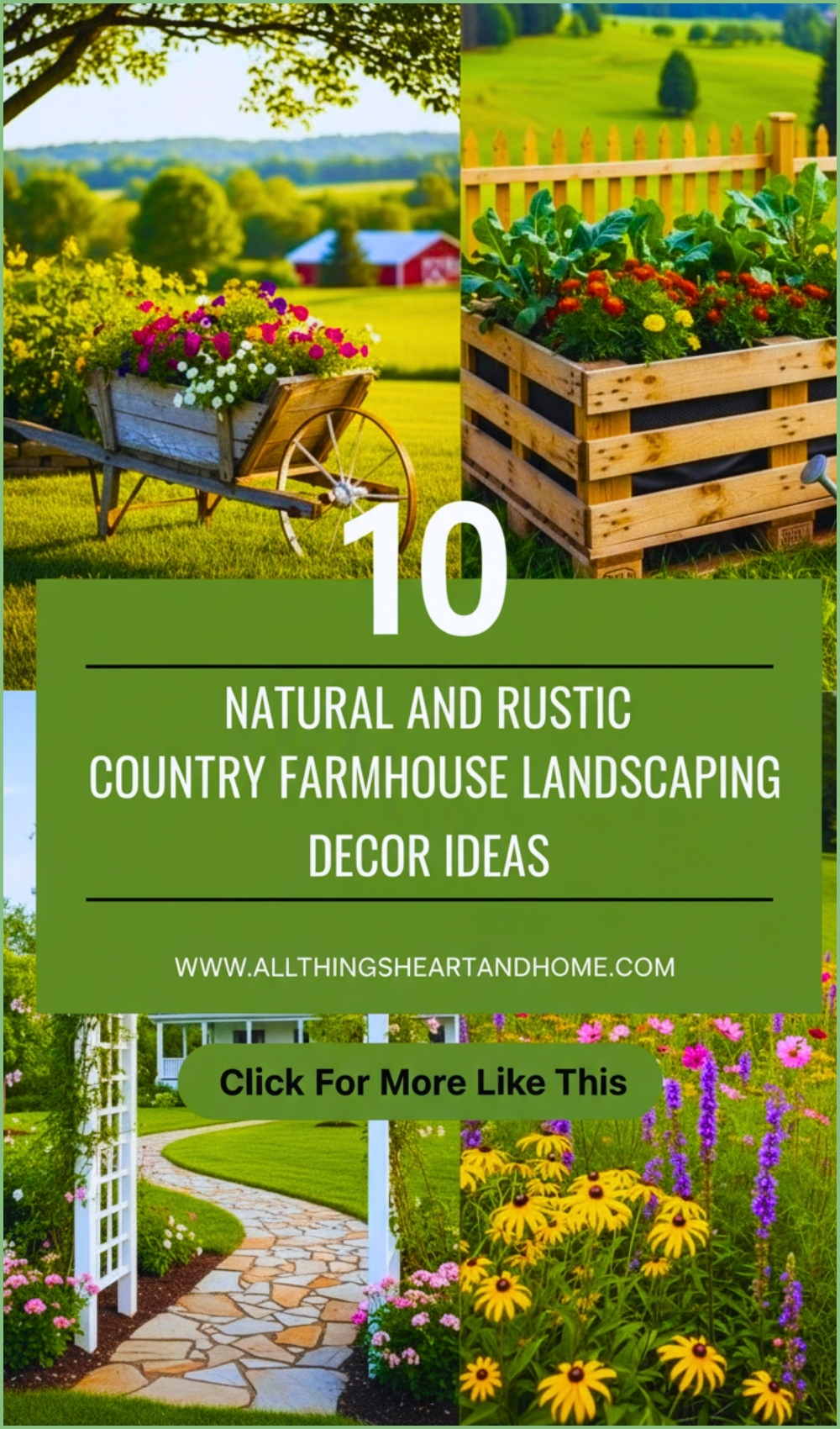 Natural And Rustic Country Farmhouse Landscaping Decor Ideas