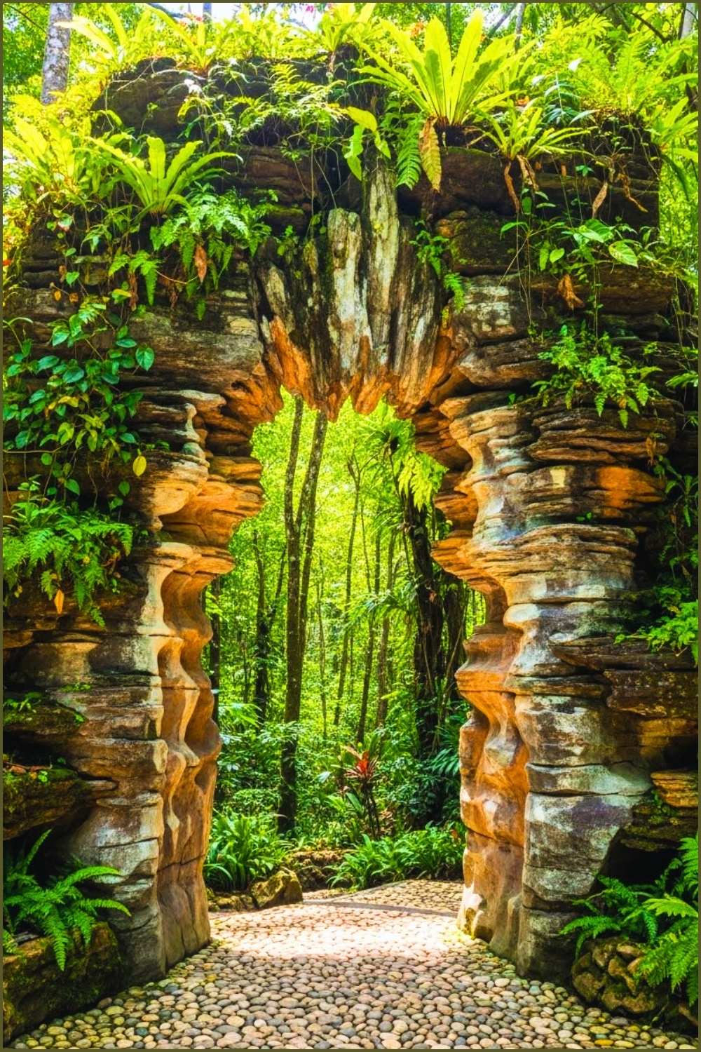 Organic Stone Archway Carved Like Natural Rock