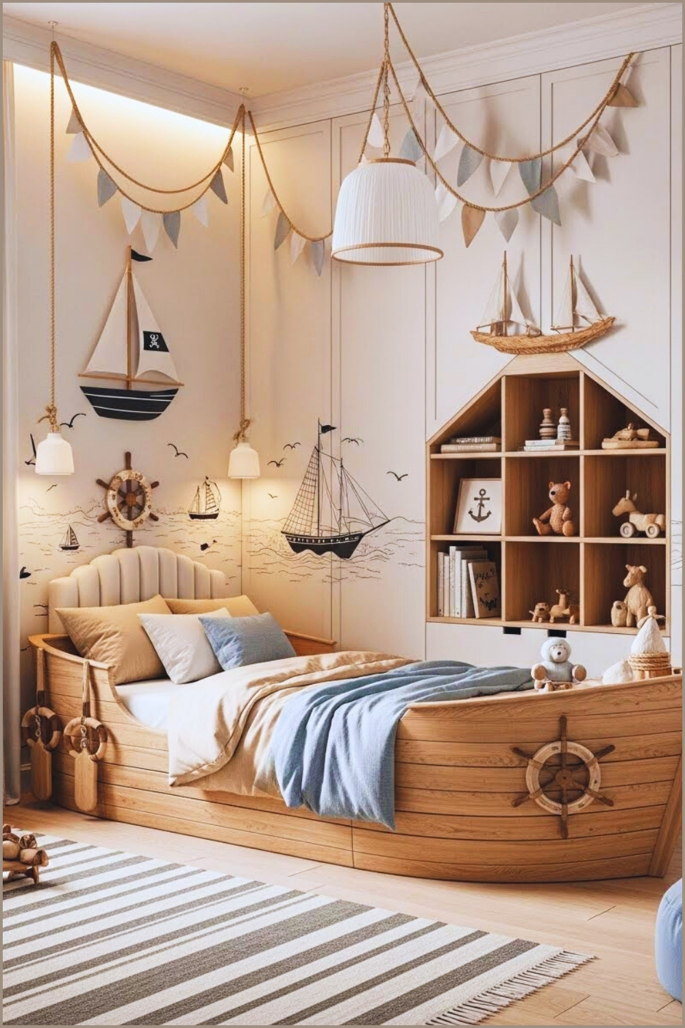 Pirate-themed Toddler Boy Bedroom Interior With A Wooden