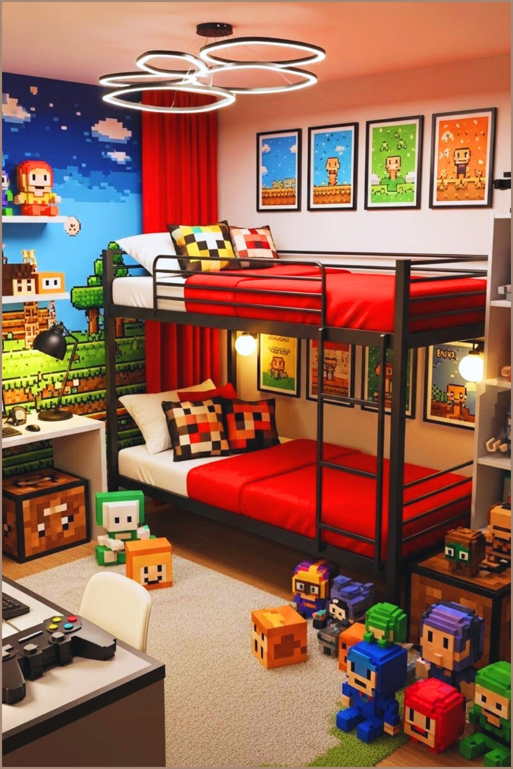 Pixel Art Gaming Bedroom Playful Gamer Kids Room
