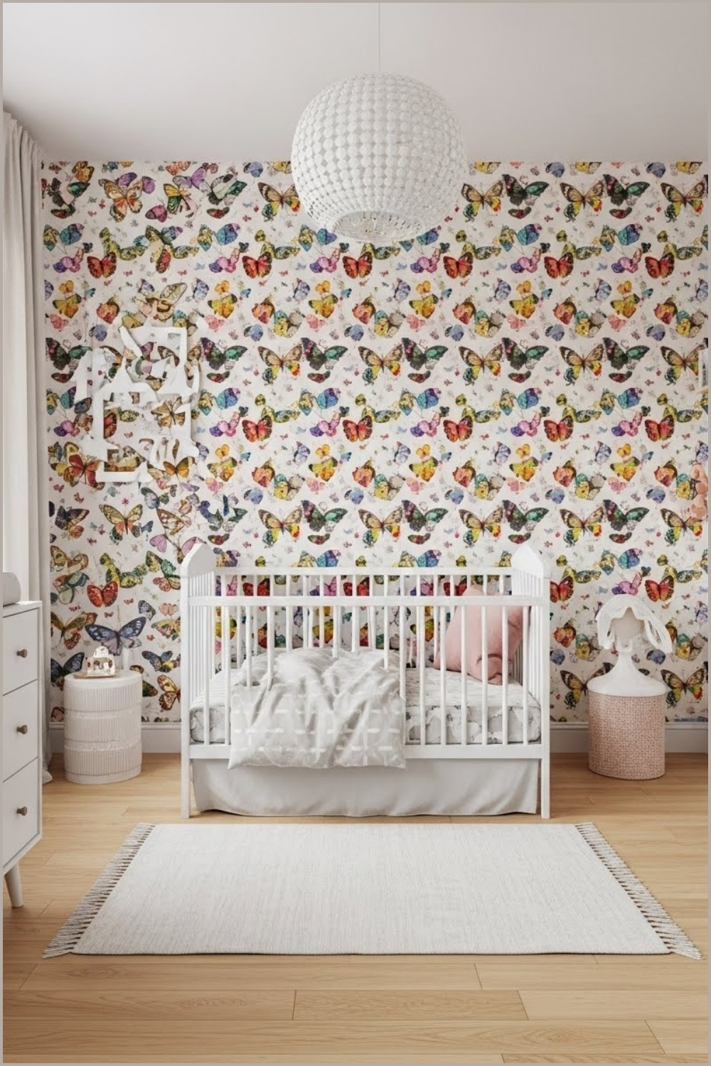 Playful Butterfly Themed Nursery With A Vibrant Feature Wall