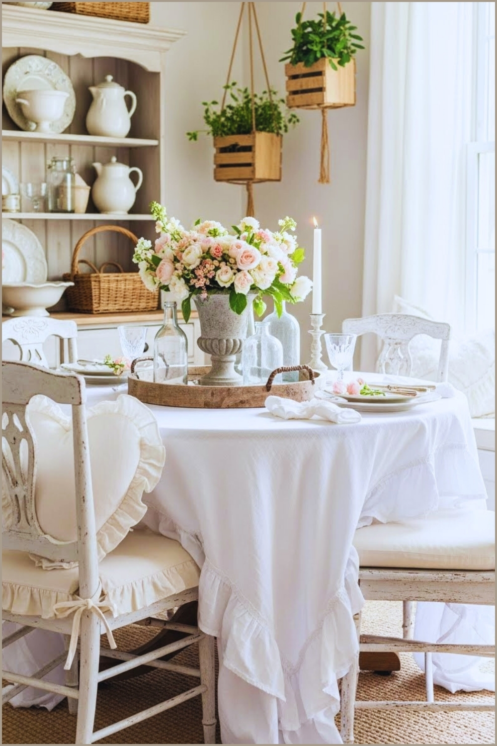 Romantic Cottagecore Dining Nook Round Table With Ruffled